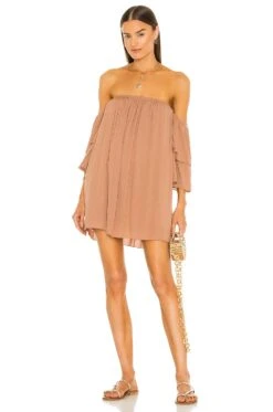 Camila Coelho Dulce Mini Dress Taupe