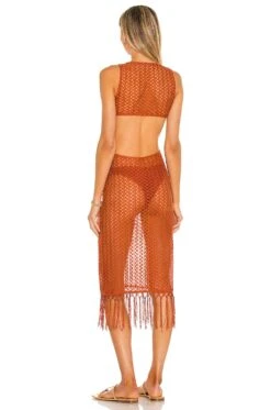 Camila Coelho Landry Midi Dress Rust -Camila coelho Sales COEL WD139 V3