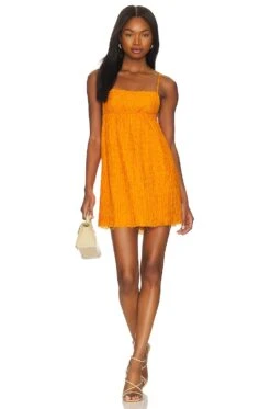 Camila Coelho August Mini Dress Orange Citrus