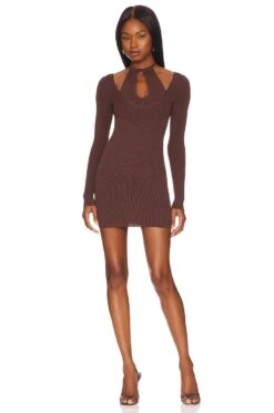 Camila Coelho Allora Mini Dress Chocolate