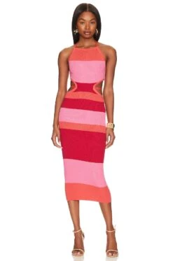Camila Coelho Emlyn Stripe Knit Dress Pink Multi