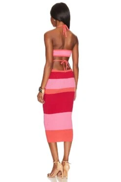 Camila Coelho Emlyn Stripe Knit Dress Pink Multi -Camila coelho Sales COEL WD323 V3