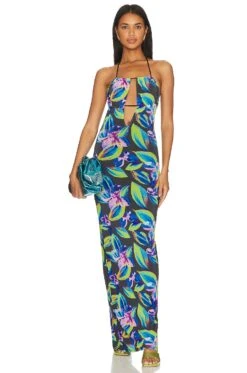 Camila Coelho Maren Maxi Dress Blue Petal