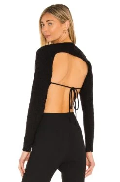 Camila Coelho Felicity Asymmetrical Back Sweater Black