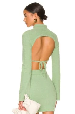 Camila Coelho Raquel Cropped Sweater Light Green