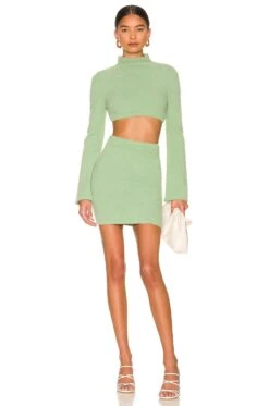 Camila Coelho Raquel Cropped Sweater Light Green -Camila coelho Sales COEL WK66 V4