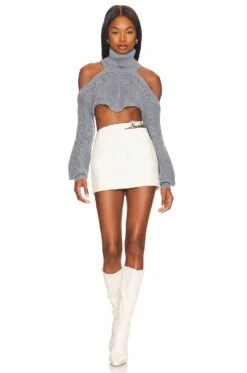 Camila Coelho SUÉTER CON HOMBROS DESCUBIERTOS Y CUELLO ALTO AZALIA Grey -Camila coelho Sales COEL WK75 V4