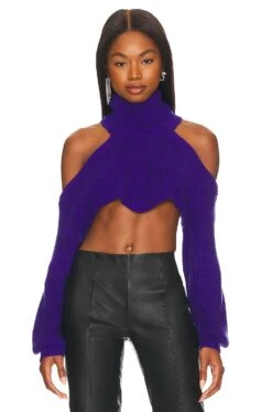 Camila Coelho SUÉTER CON HOMBROS DESCUBIERTOS Y CUELLO ALTO AZALIA Grey -Camila coelho Sales COEL WK76 V1