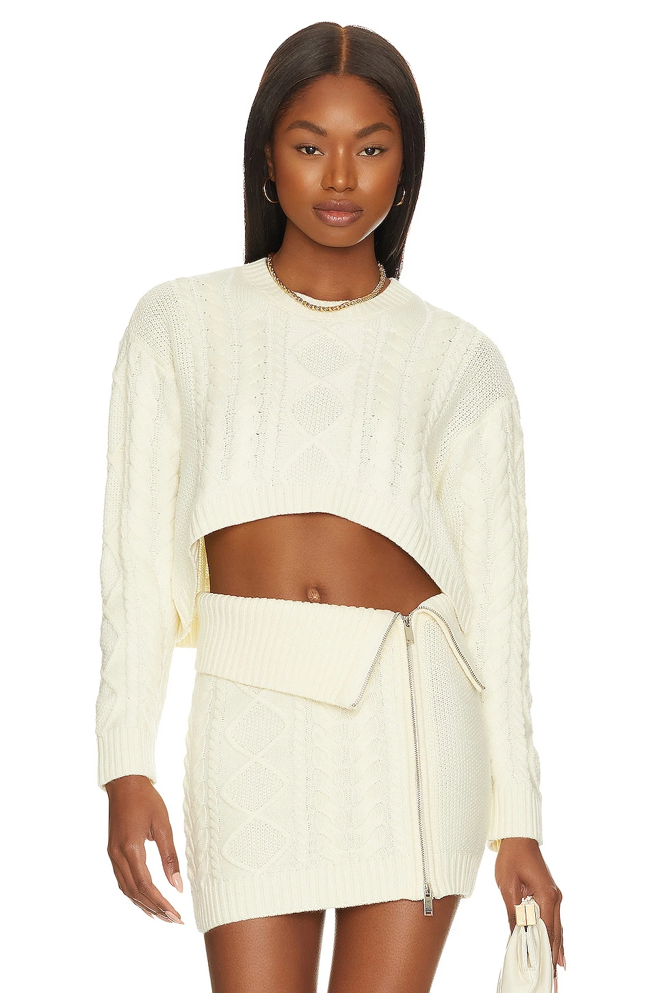 Camila Coelho Carmen Cropped Cable Crew Ivory 3 Camila Coelho Carmen Cropped Cable Crew Ivory