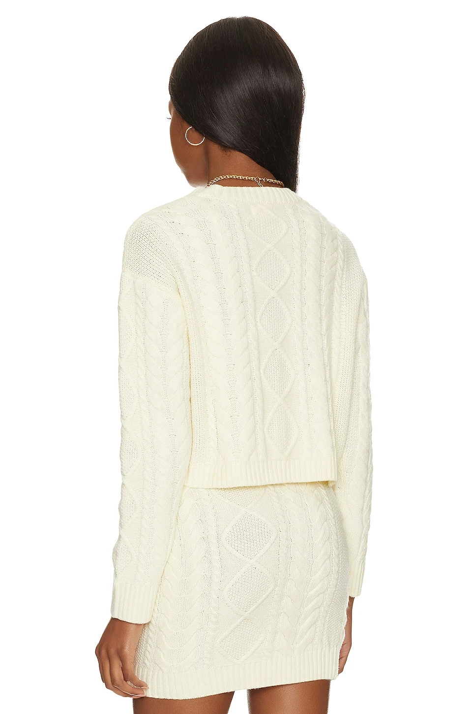 Camila Coelho Carmen Cropped Cable Crew Ivory 5 Camila Coelho Carmen Cropped Cable Crew Ivory - Image 3