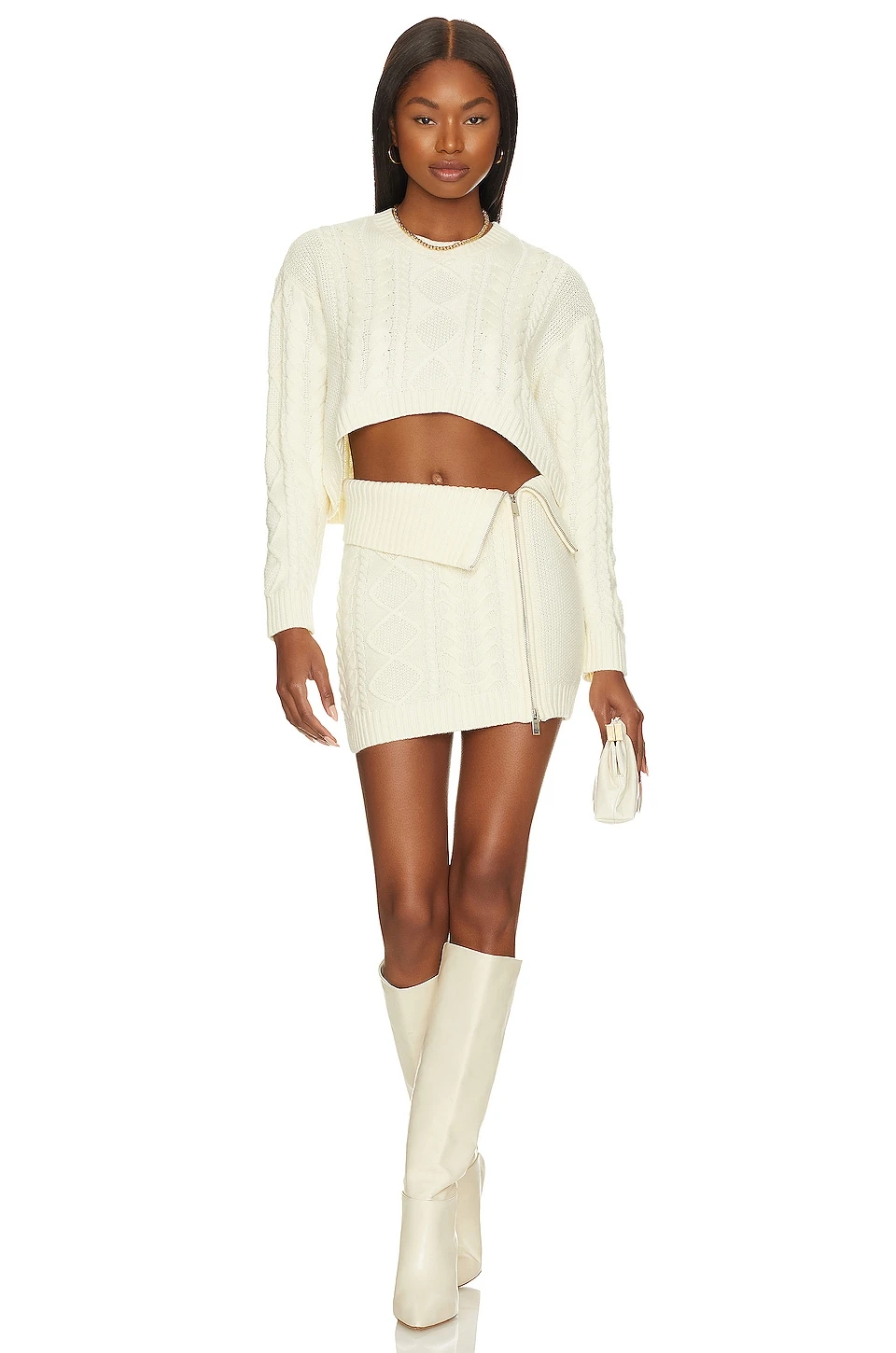 Camila Coelho Carmen Cropped Cable Crew Ivory 6 Camila Coelho Carmen Cropped Cable Crew Ivory - Image 4