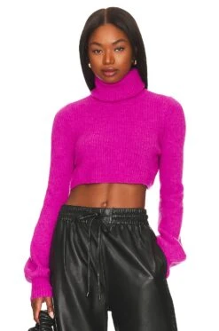Camila Coelho Cesare Cropped Sweater Bright Magenta