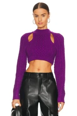 Camila Coelho Melanie Backless Cropped Sweater Purple