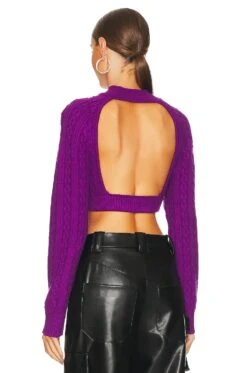 Camila Coelho Melanie Backless Cropped Sweater Purple -Camila coelho Sales COEL WK88 V3