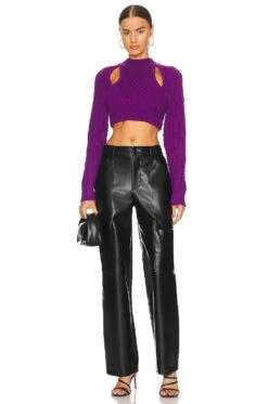 Camila Coelho Melanie Backless Cropped Sweater Purple -Camila coelho Sales COEL WK88 V4