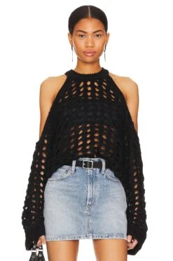 Camila Coelho Inez Open Cable Sweater Black -Camila coelho Sales COEL WK91 V1 1