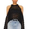 Camila Coelho Inez Open Cable Sweater Black -Camila coelho Sales COEL WK91 V1