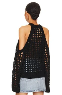 Camila Coelho Inez Open Cable Sweater Black -Camila coelho Sales COEL WK91 V3