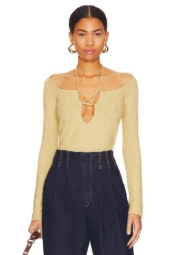 Camila Coelho Nayan Halter Tie Top Lime Green