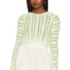 Camila Coelho Corin Cable Knit Sweater Pastel Green