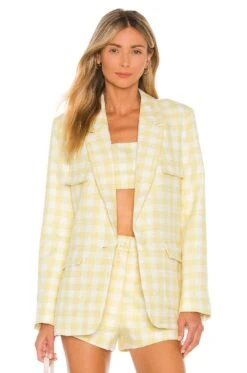 Camila coelho Sales 32 Camila Coelho Dona Blazer Yellow & White
