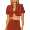 Camila Coelho Dasie Cropped Blazer Dark Brick