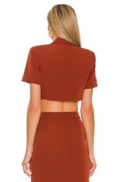 Camila Coelho Dasie Cropped Blazer Dark Brick -Camila coelho Sales COEL WO37 V4