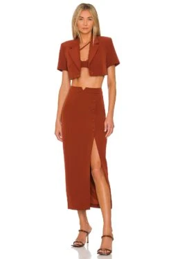 Camila Coelho Dasie Cropped Blazer Dark Brick -Camila coelho Sales COEL WO37 V5