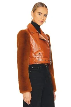 Camila Coelho Florencia Moto Jacket Caramel -Camila coelho Sales COEL WO46 V3