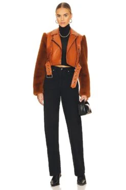 Camila Coelho Florencia Moto Jacket Caramel -Camila coelho Sales COEL WO46 V5