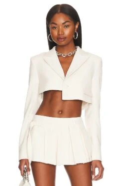 Camila Coelho Harper Cropped Blazer Ivory
