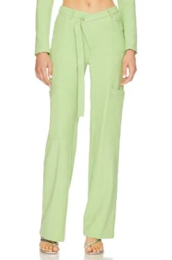 Camila Coelho Olive Cargo Pants Celery Green