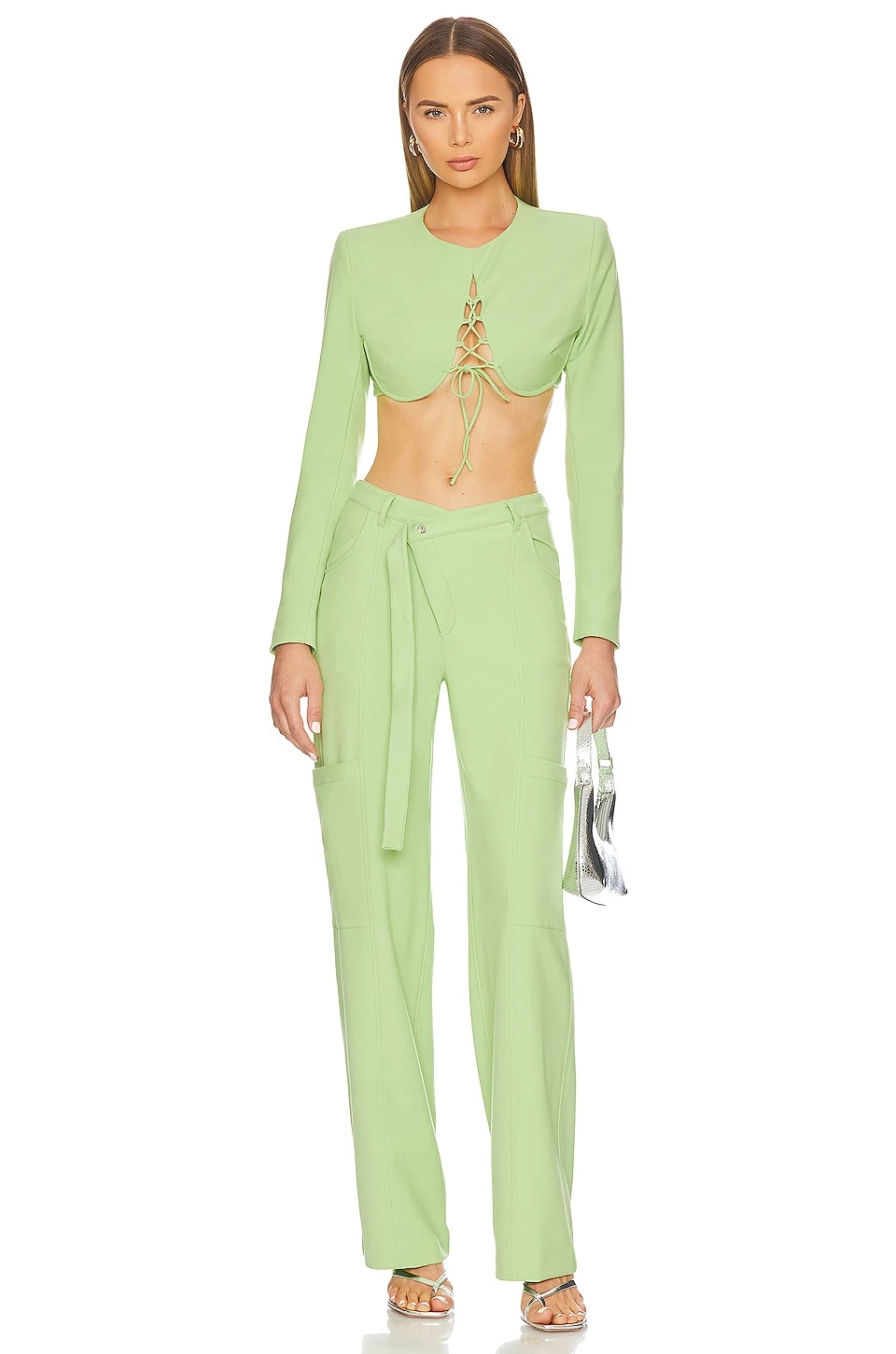 Camila Coelho Olive Cargo Pants Celery Green 7 Camila Coelho Olive Cargo Pants Celery Green - Image 5