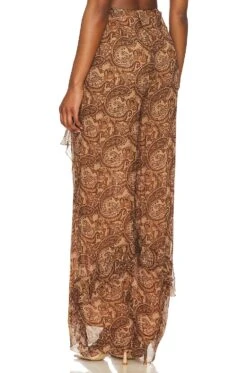Camila Coelho Lilia Ruffle Pant Brown Paisley -Camila coelho Sales COEL WP105 V3
