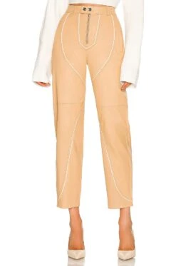 Camila Coelho Yuri Leather Pants Tan