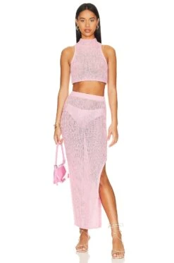 Camila Coelho Cleo Skirt Pink -Camila coelho Sales COEL WQ145 V4