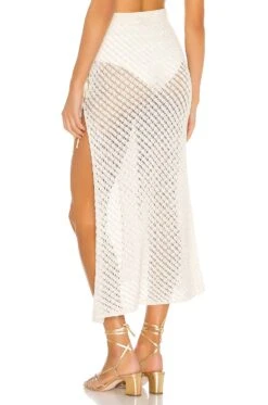 Camila Coelho Offshore Midi Skirt White & Gold -Camila coelho Sales COEL WQ35 V3