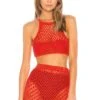 Camila Coelho TOP CROPPED MAILLE CROCHET IPANEMA Coral Red 2 Camila Coelho TOP CROPPED MAILLE CROCHET IPANEMA Coral Red -Camila coelho Sales COEL WS10 V1