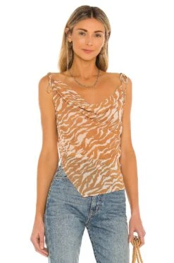 Camila Coelho Tati Cowl Cami Brown Zebra