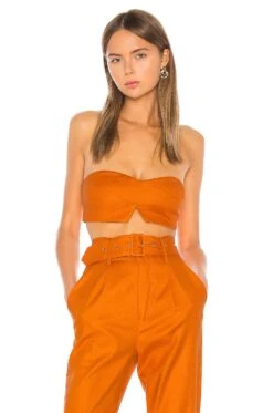 Camila Coelho Josephina Crop Top Desert Orange