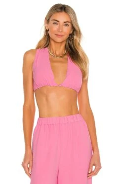 Camila Coelho Devon Crop Top Hot Pink
