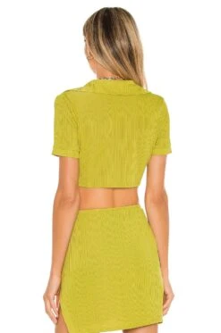 Camila Coelho CAMISA RECORTADA BENNIE Yellow Green -Camila coelho Sales COEL WS152 V3