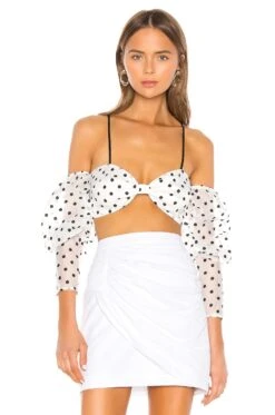 Camila Coelho Sidney Crop Top White & Black