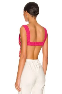 Camila Coelho Mira Hand Crochet Fringe Top Raspberry & Orange -Camila coelho Sales COEL WS207 V3