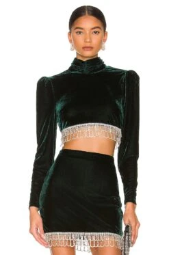 Camila Coelho Aliah Cropped Top Emerald Green