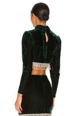 Camila Coelho Aliah Cropped Top Emerald Green -Camila coelho Sales COEL WS210 V3