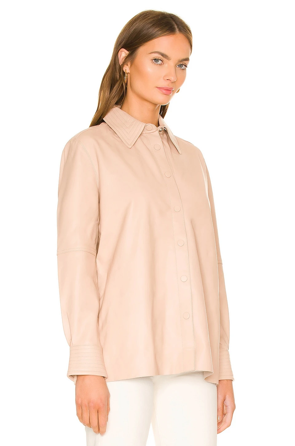 Camila Coelho Louie Leather Button Down Nude 5 Camila Coelho Louie Leather Button Down Nude - Image 3