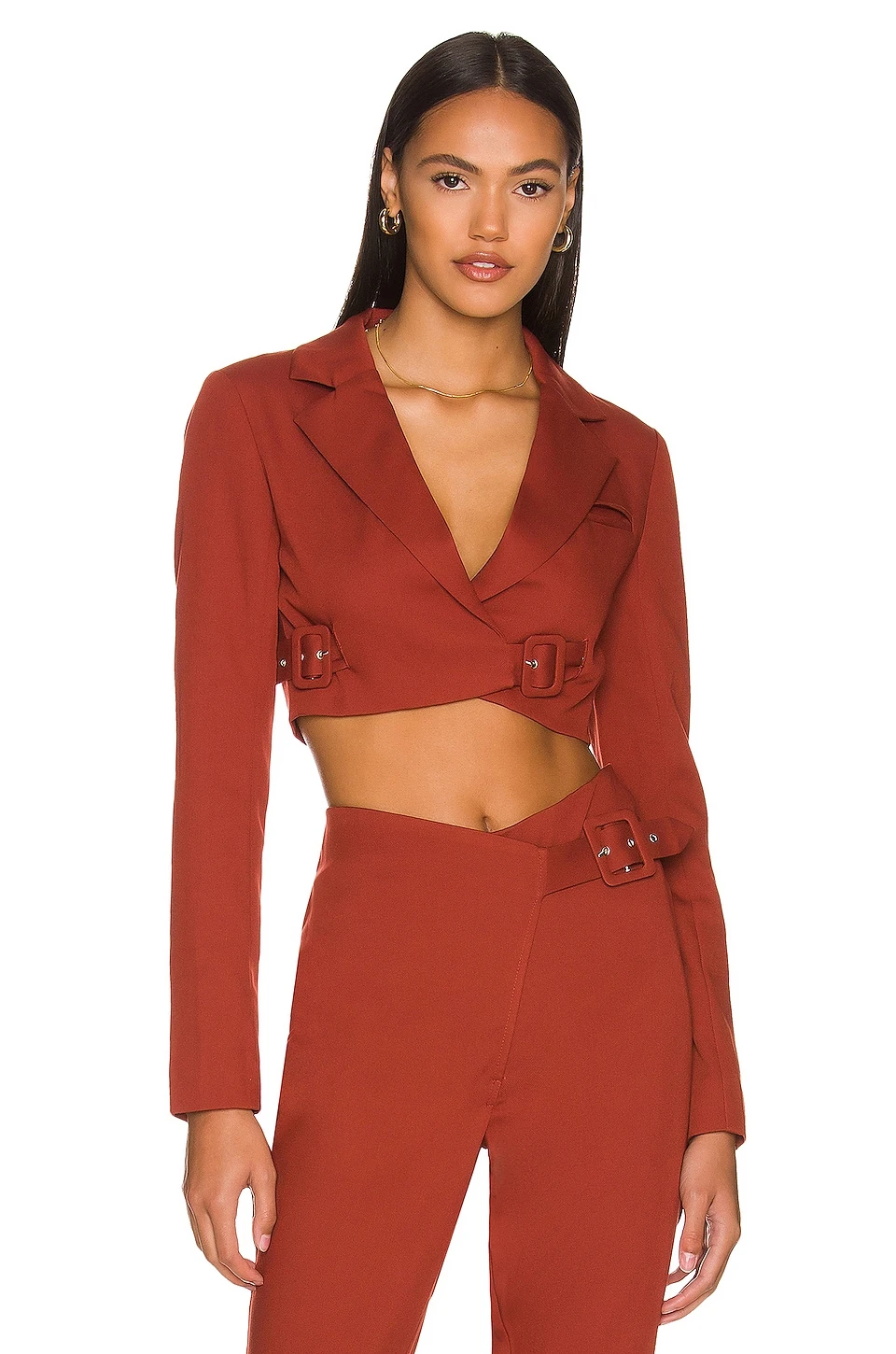 Camila Coelho Margot Jacket Top Dark Red