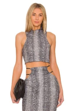 Camila Coelho Glaucia Top Gray Snake