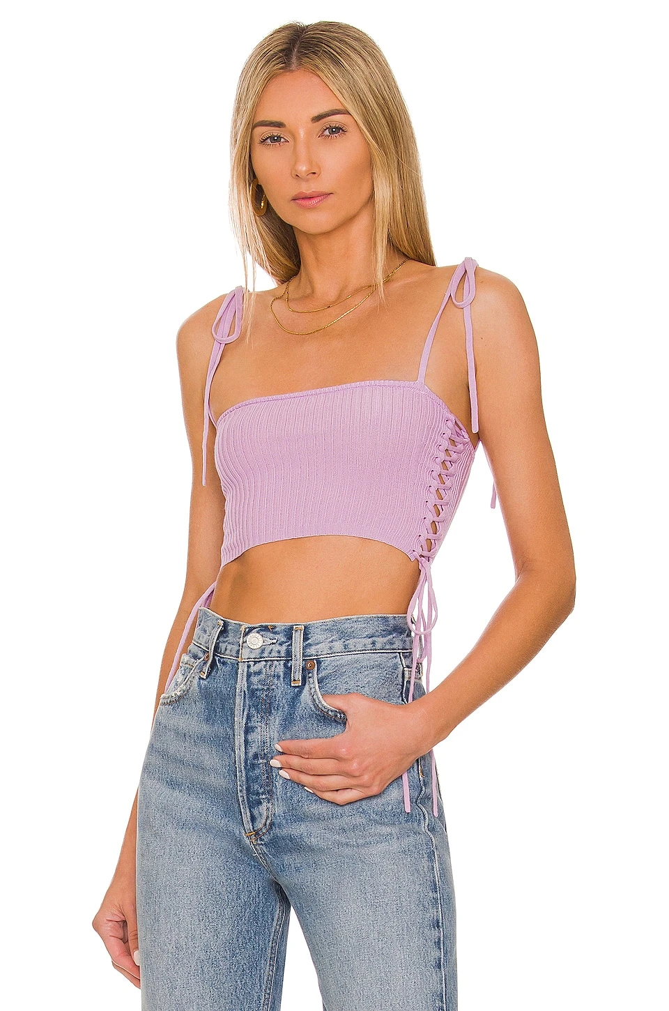 Camila Coelho Priscilla Knit Lace Up Top Purple 3 Camila Coelho Priscilla Knit Lace Up Top Purple